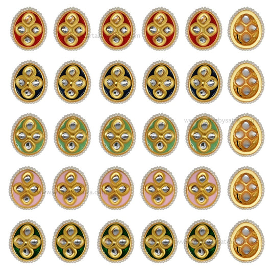Meenakari Kundan Beads | Size : 18mm | 12pcs | C-298
