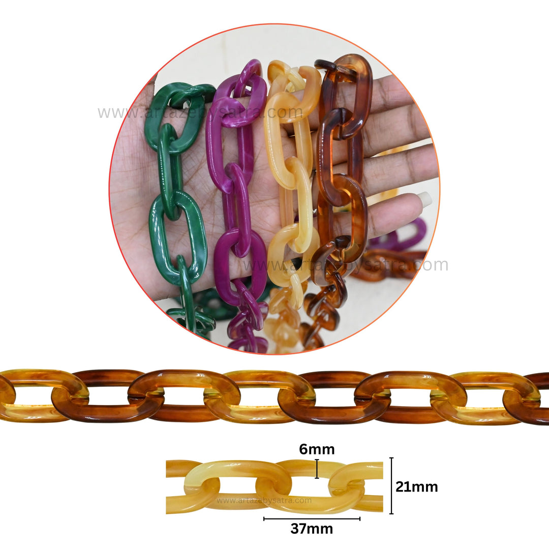 Marble Link Acrylic Chain | Size : 37mm | Qty : 1mtr | AC28