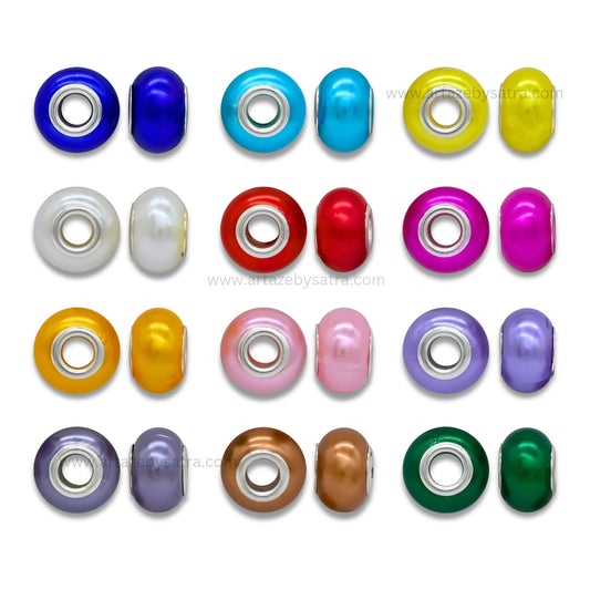 Metallic Iridescent Pearl Charm Spacer Beads | Size : 14mm | Qty : 12pcs | PB17