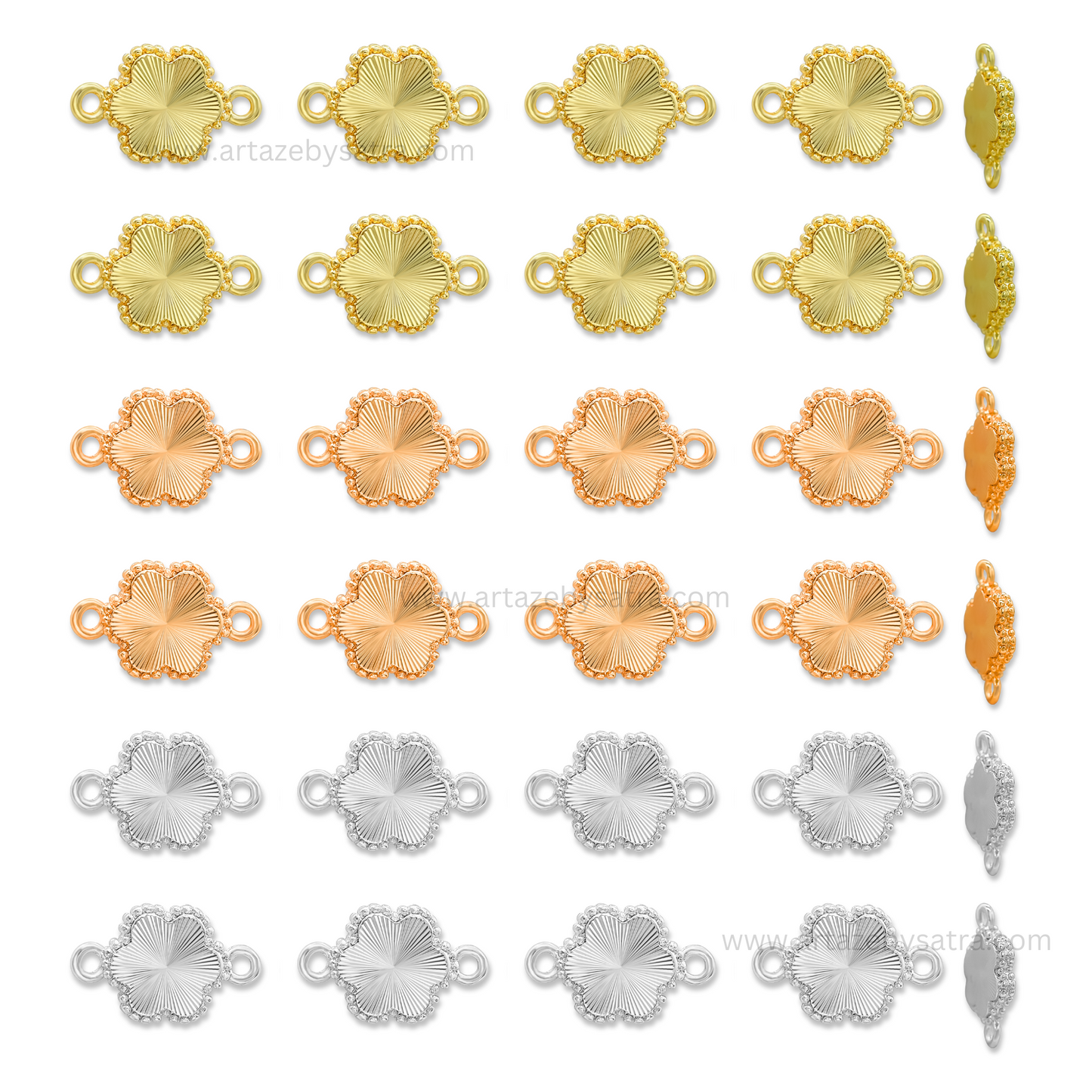 Brass Floral Shape Charm Connector | High Quality | Size : 15mm | Qty : 6pcs