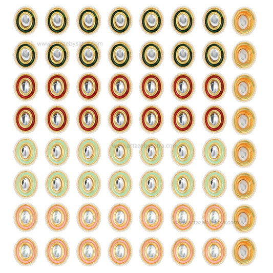 Meenakari Kundan Beads | Size : 14mm | Qty : 12pcs | C-451