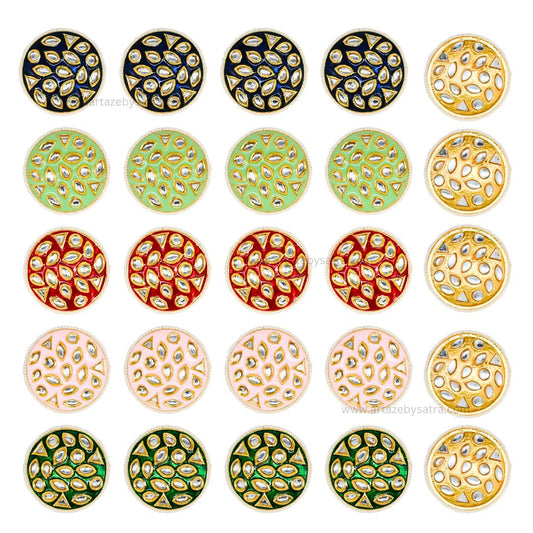 Meenakari Kundan Beads | Size : 24mm,33mm | Qty : 6pcs | C-518