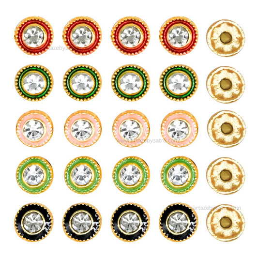 Meenakari Kundan Beads | Size : 9mm | Qty : 12pcs | MKB57