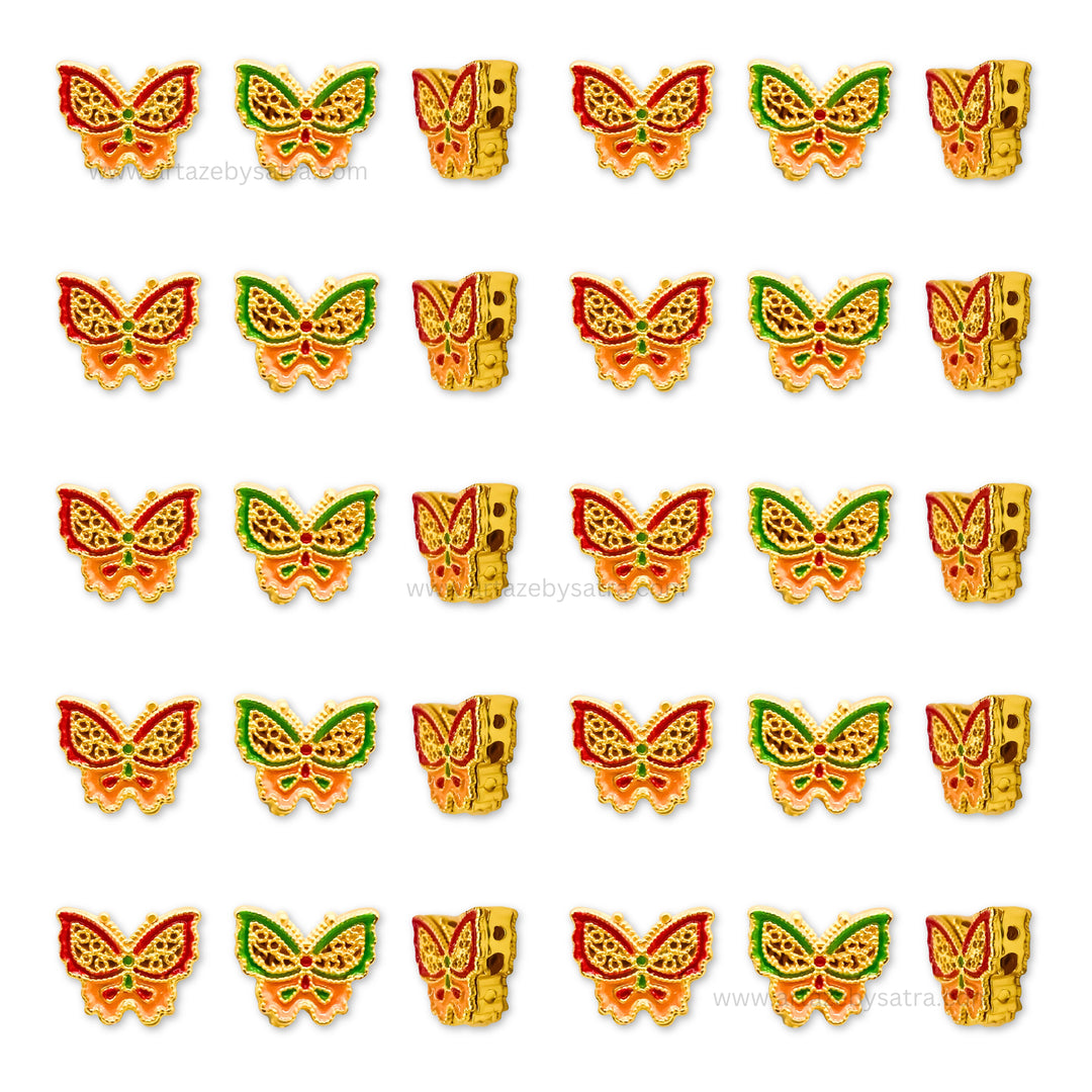 Brass Butterfly Enamel Charms Beads | High Quality | Size : 9mm | Qty : 4pcs