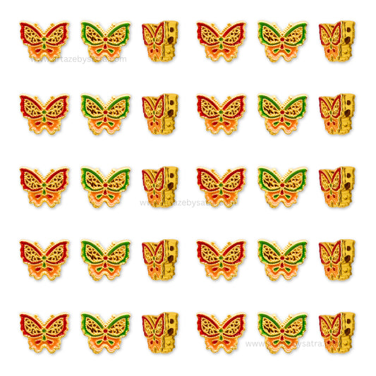 Brass Butterfly Enamel Charms Beads | High Quality | Size : 9mm | Qty : 4pcs