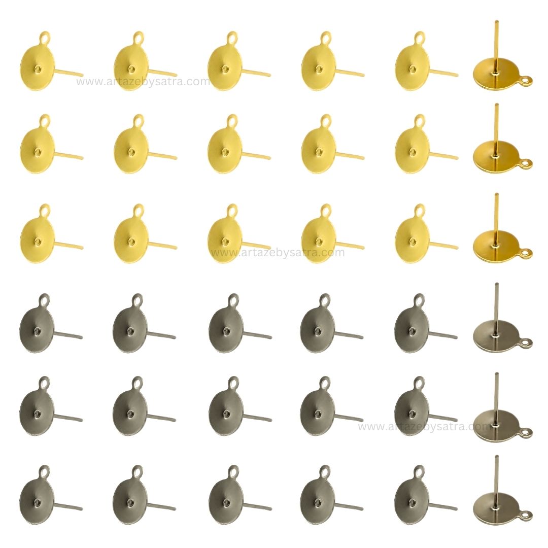 Earring Posts Studs with Ring | Qty : 100g | EF28