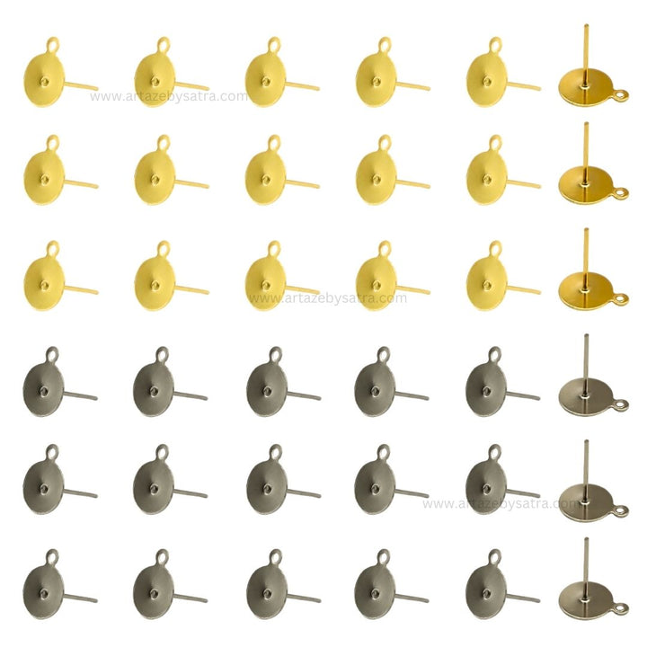 Earring Posts Studs with Ring | Qty : 100g | EF28