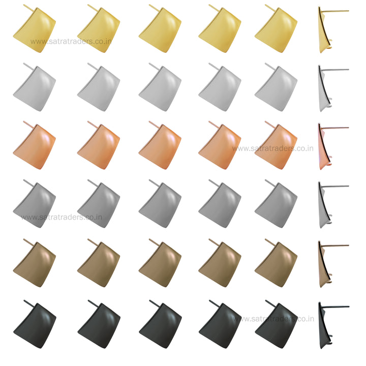 Square Shape Metal Base Earring Stud | Size : 24mm | 6pcs (3 Pair) | EF59