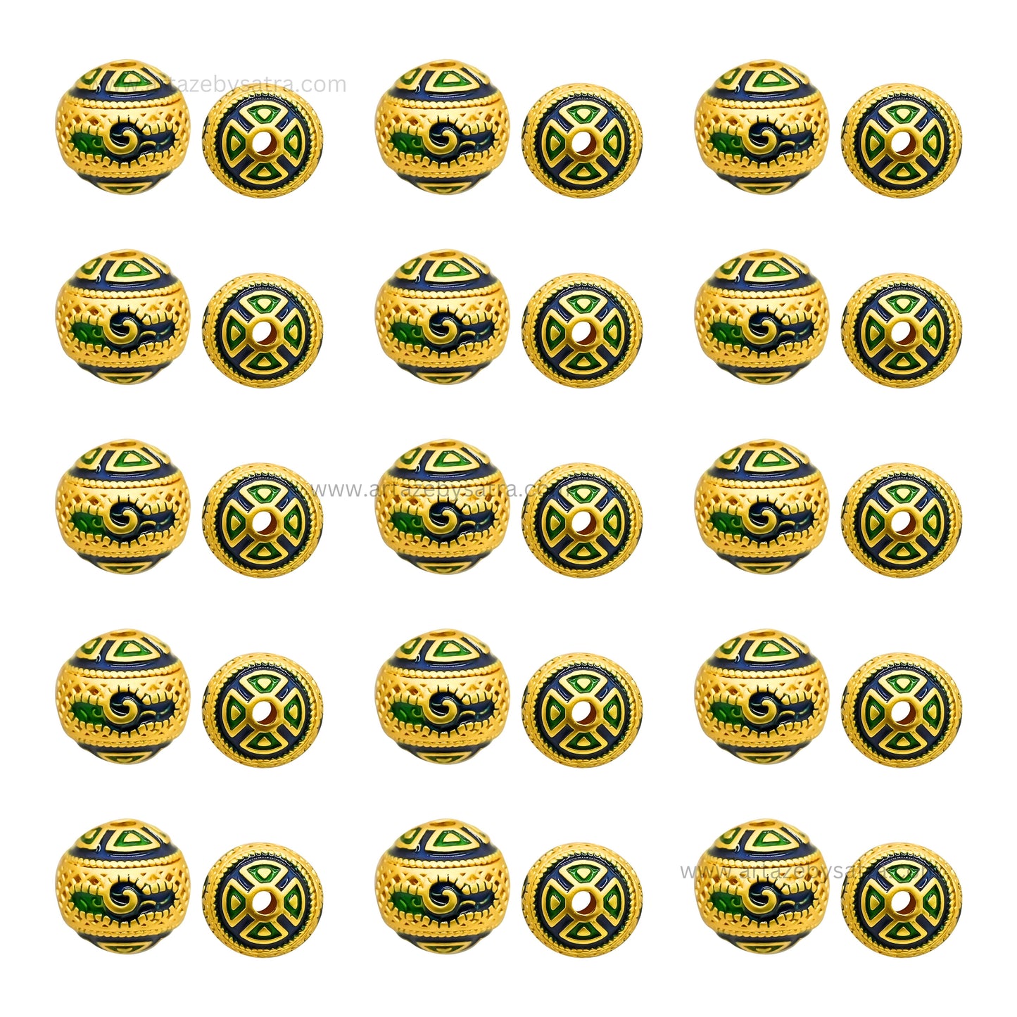 Brass Enamel Beads | High Quality | Size : 10mm | Qty : 4pcs