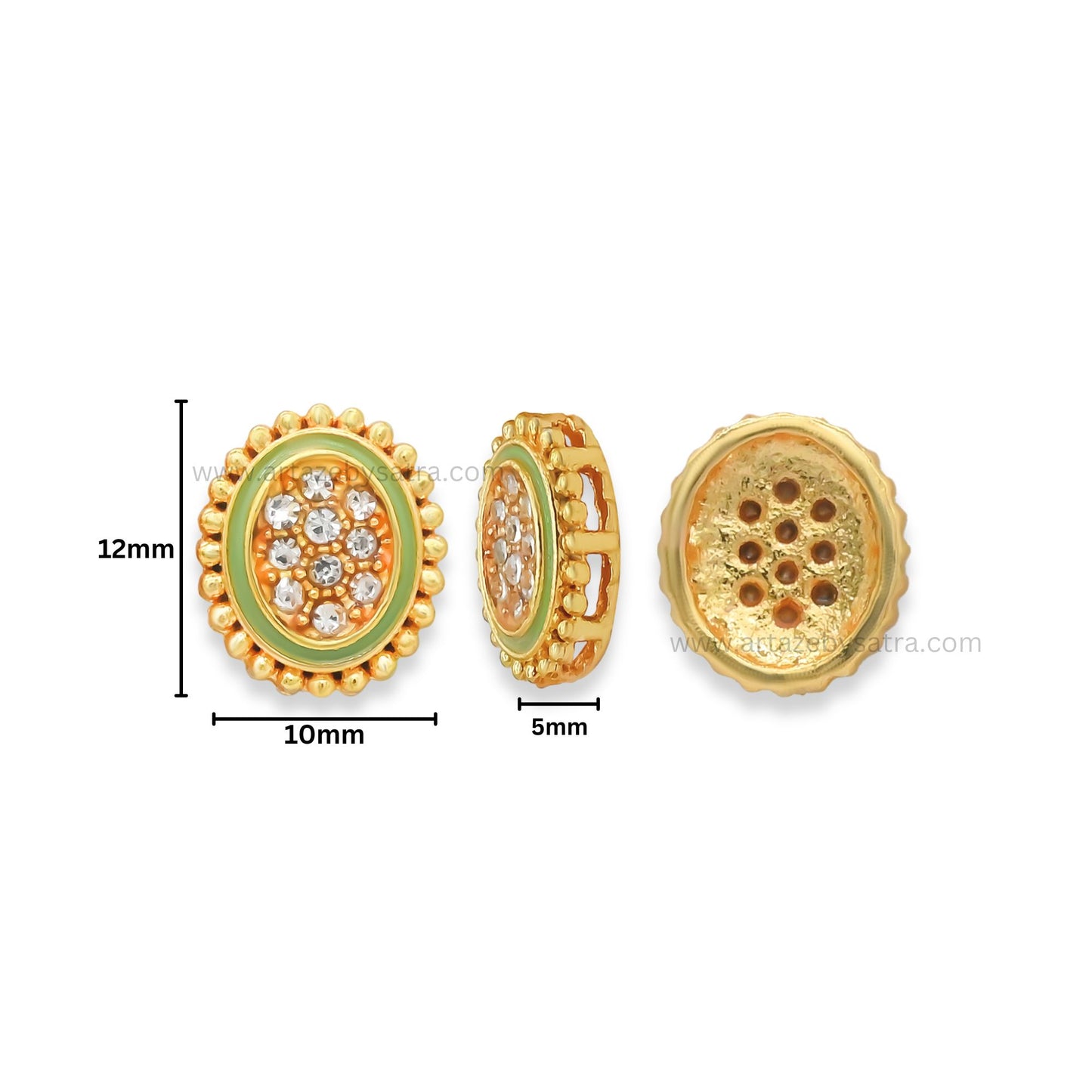 Oval Meenakari Kundan Beads | Size : 10mm | Qty : 12pcs | MK25