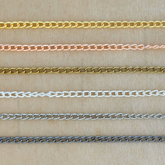 Iron Twisted Link Curb Chain | Size : H-3mm W-4mm | Qty : 100g | IC01