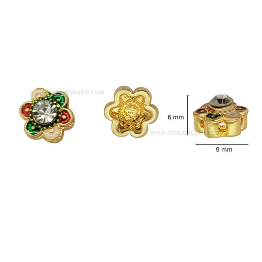 Meenakari Kundan Beads | Size : 6mm | Qty : 12pcs | MKB25