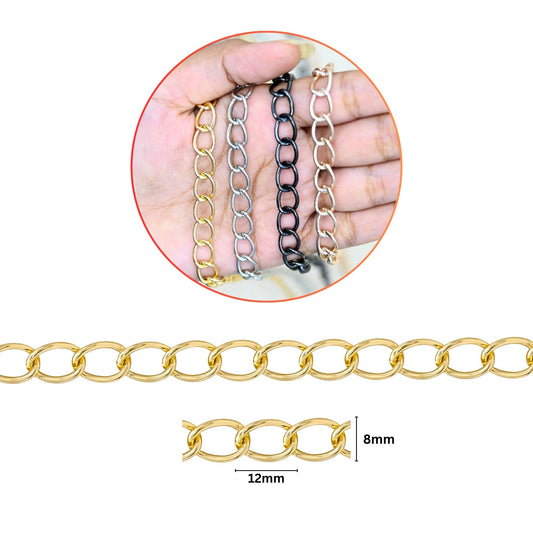 Aluminium Chain | Size : W-8mm H-12mm | Qty : 1mtr | JT-14-43-15