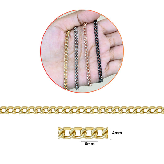 Aluminium Chain | Size : W-4mm H-6mm | Qty : 1mtr | JT-9-17-11
