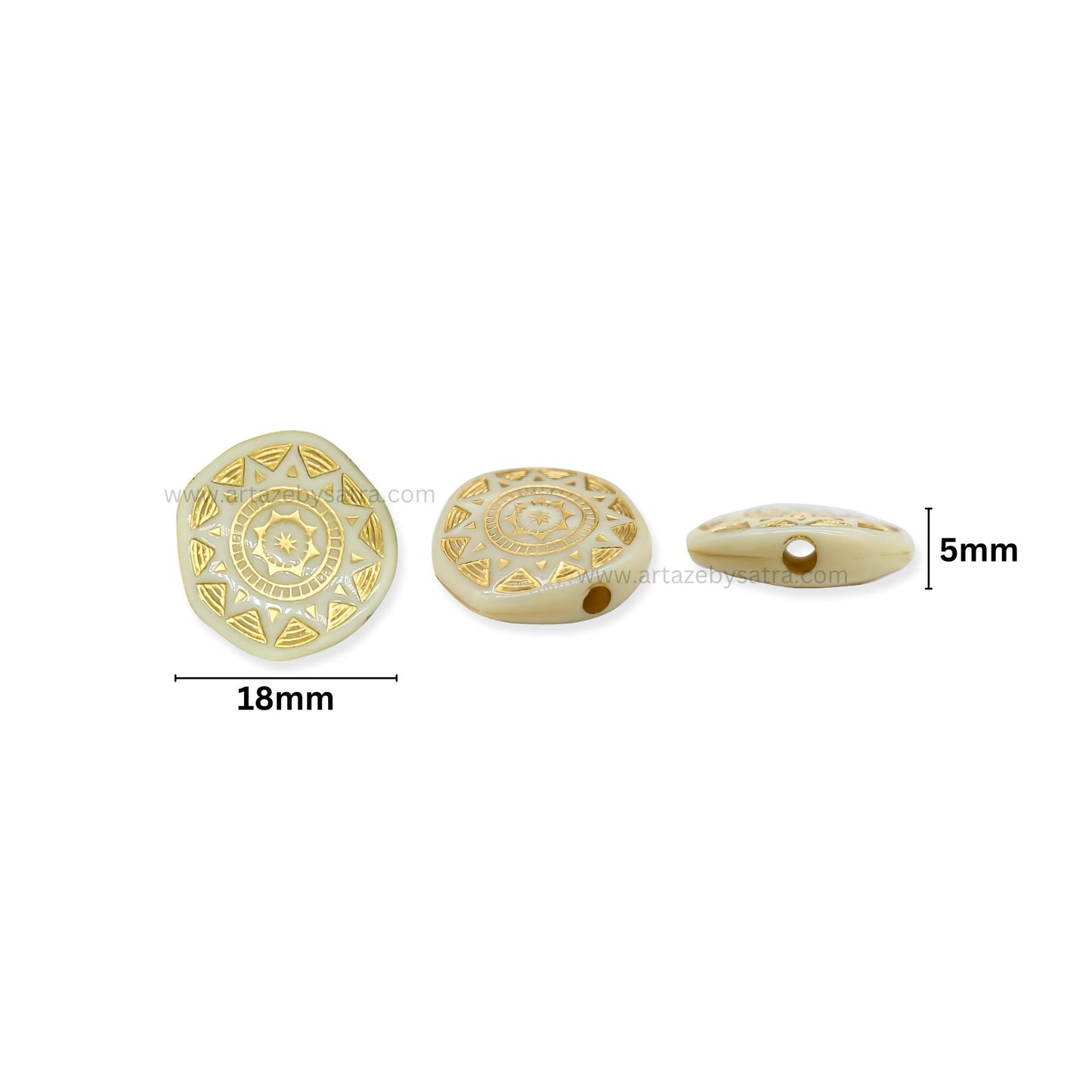 Round with Gold Band Beads | Size : 18mm | PB105