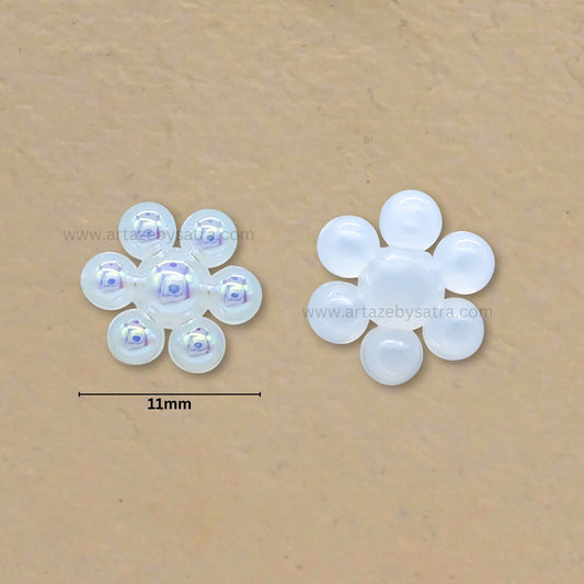 Flower AB Plastic Pearl (No Hole) | Size : 11mm | Qty : 50pcs | PPB76