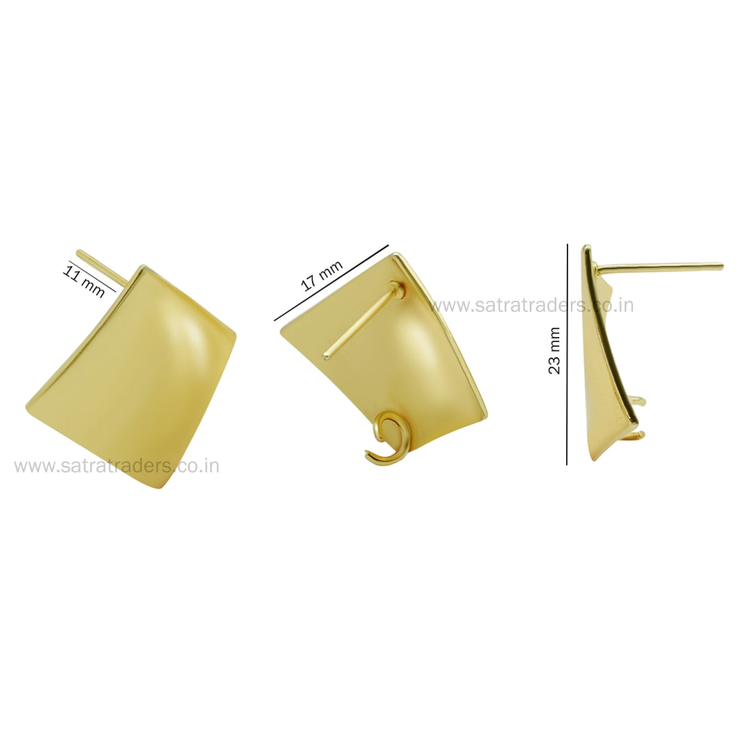 Square Shape Metal Base Earring Stud | Size : 24mm | 6pcs (3 Pair) | EF59