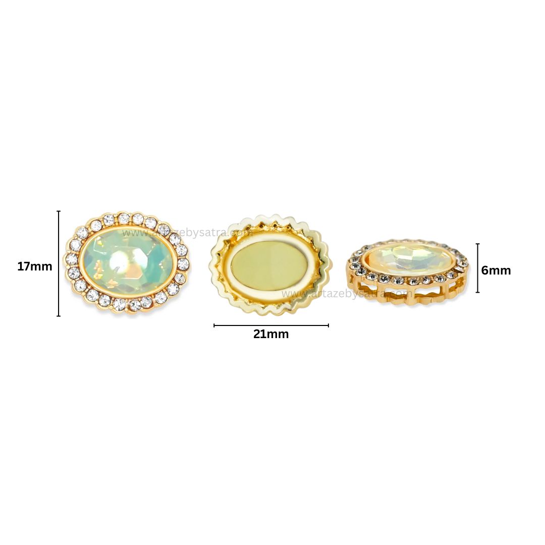 Diamond Oval Meenakari Kundan Beads | Size : 17mm | Qty : 6pcs | MKB27