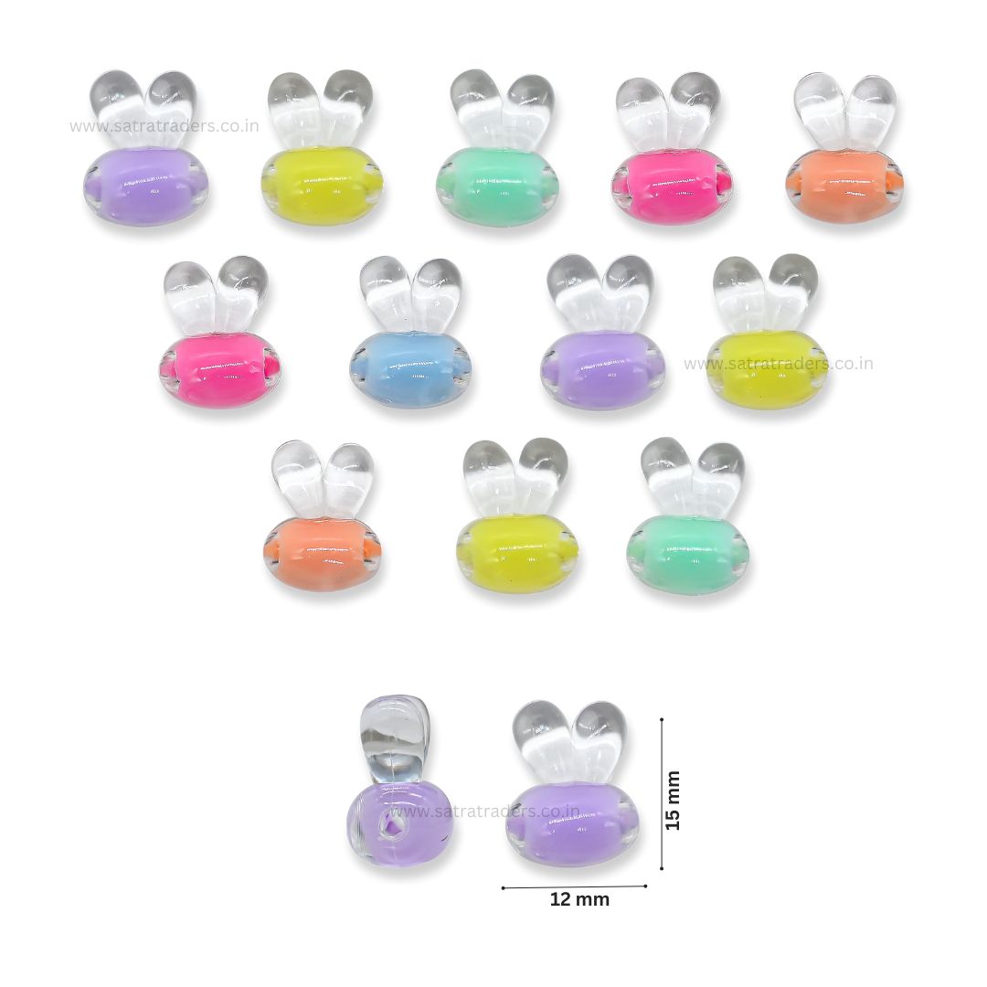 Assorted Bunny Transparent Pastel Plastic Beads | PB71