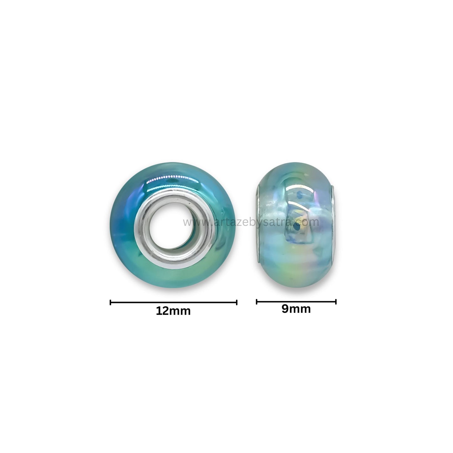 Rainbow European Acrylic Pearl Charm Spacer Beads | Size : 12mm | Qty : 12pcs | PB42
