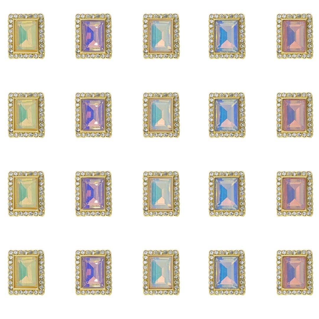 Diamond Rectangle Meenakari Kundan Beads | Size : 17mm | Qty : 6pcs | MKB01