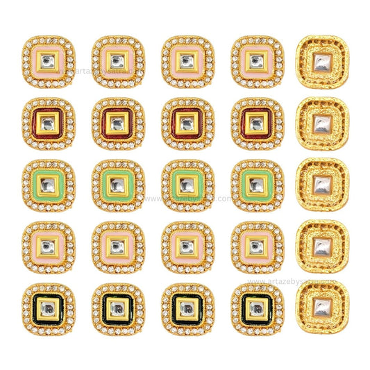 Meenakari Kundan Beads | Size : 14mm | Qty : 12pcs | MKB63