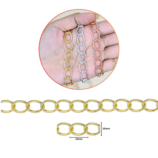 Aluminium Chain | Size : W-10mm H-15mm | Qty : 1mtr | JT-9-17-1
