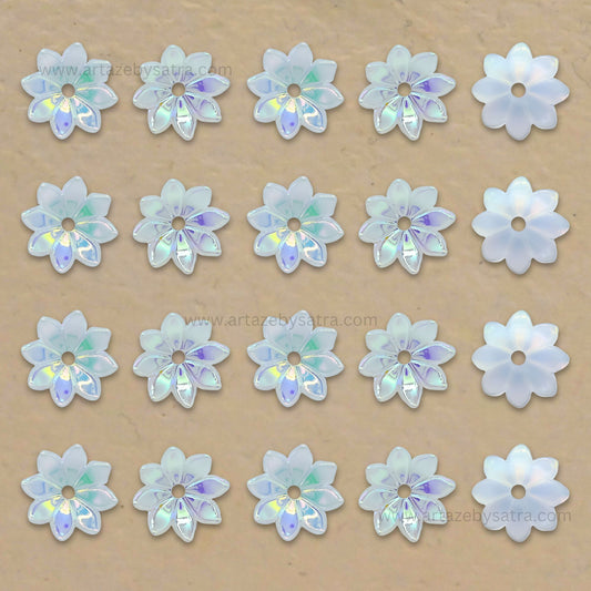 Flower AB Plastic Pearl (1 Hole) | Size : 10mm | Qty : 50pcs | PPB80