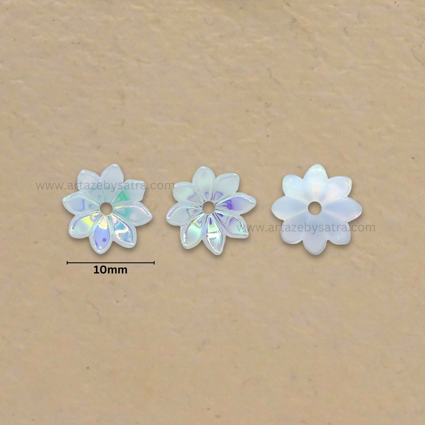 Flower AB Plastic Pearl (1 Hole) | Size : 10mm | Qty : 50pcs | PPB80