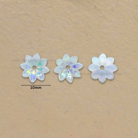 Flower AB Plastic Pearl (1 Hole) | Size : 10mm | Qty : 50pcs | PPB80