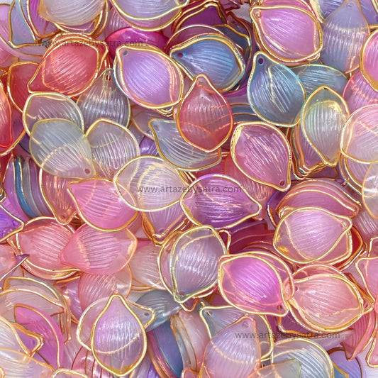 Colourful Acrylic Golden Colour Outlines Shell Beads | Size : 22mm | PB244