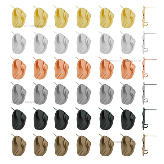 Oval Shape Metal Base Earring Stud | Size : 18mm | 6pcs (3 Pair) | EF58