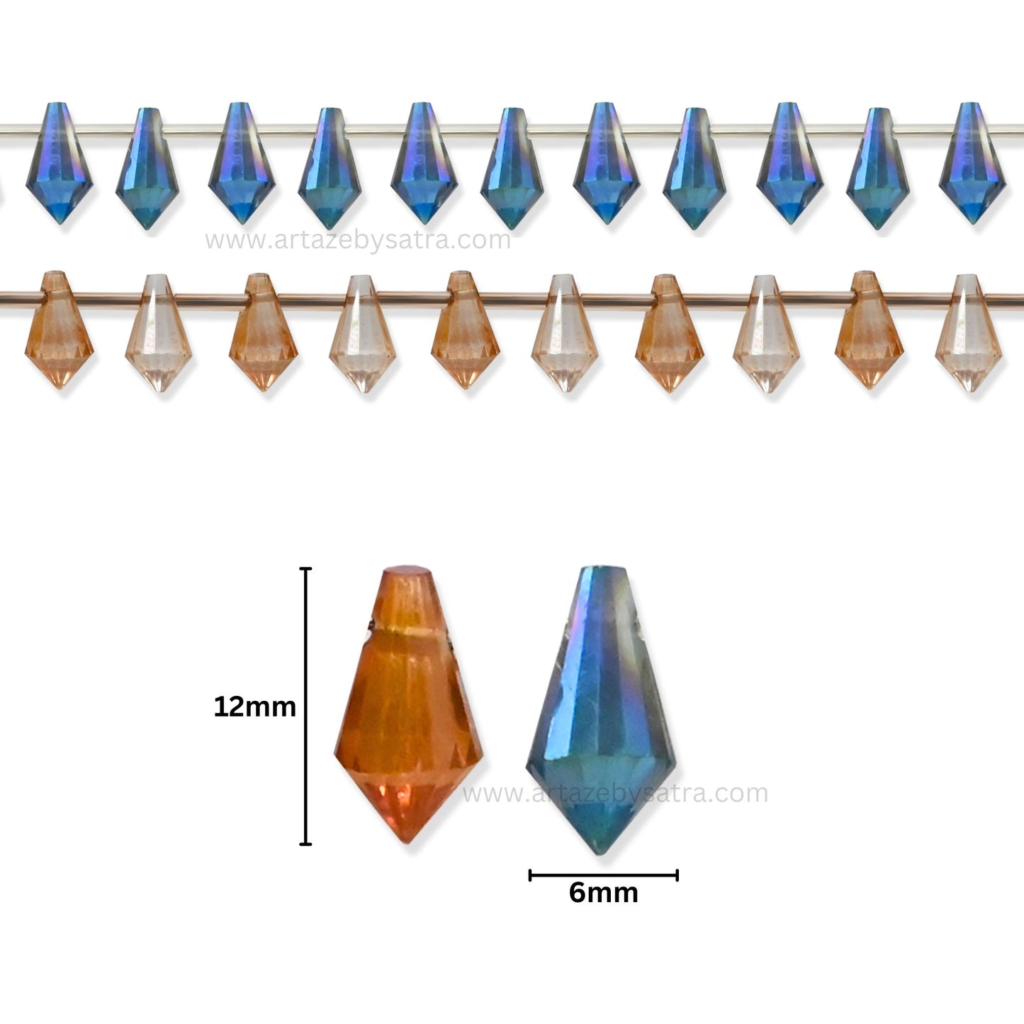 Crystal Charm Drop Beads | Size : 12mm | Qty : 1 line-approx 50pcs | GB12