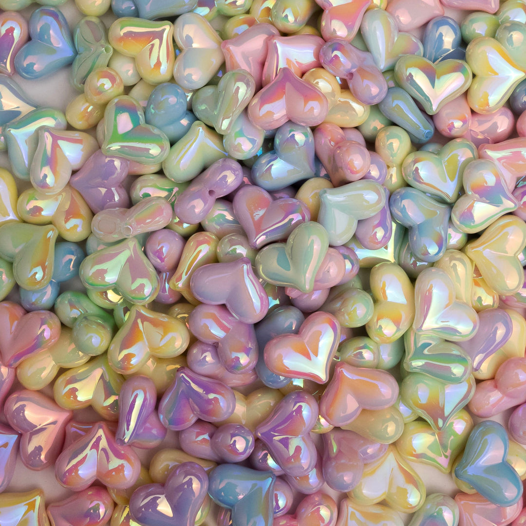 Assorted Shiny Curved Heart Plastic Beads | Size: 18mm | Qty: 10pcs (High Quality) | PB198