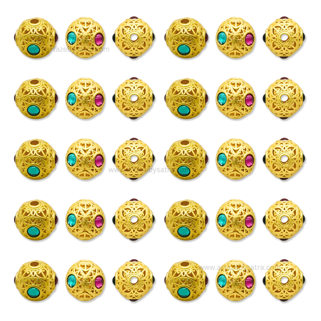 Brass Enamel Stone Charms Beads | High Quality | Size : 10mm | Qty : 4pcs