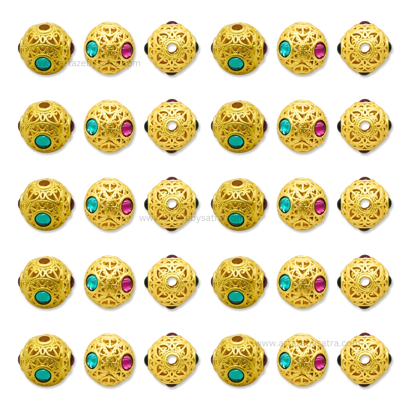 Brass Enamel Stone Charms Beads | High Quality | Size : 10mm | Qty : 4pcs