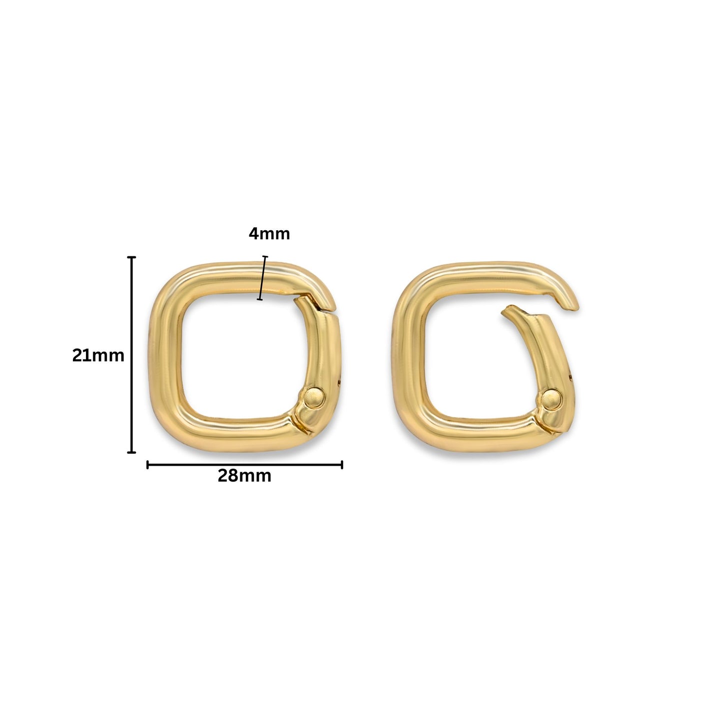 Square Alloy Spring Gate Carabiners | Size : 21mm | Qty : 6pcs | BF125