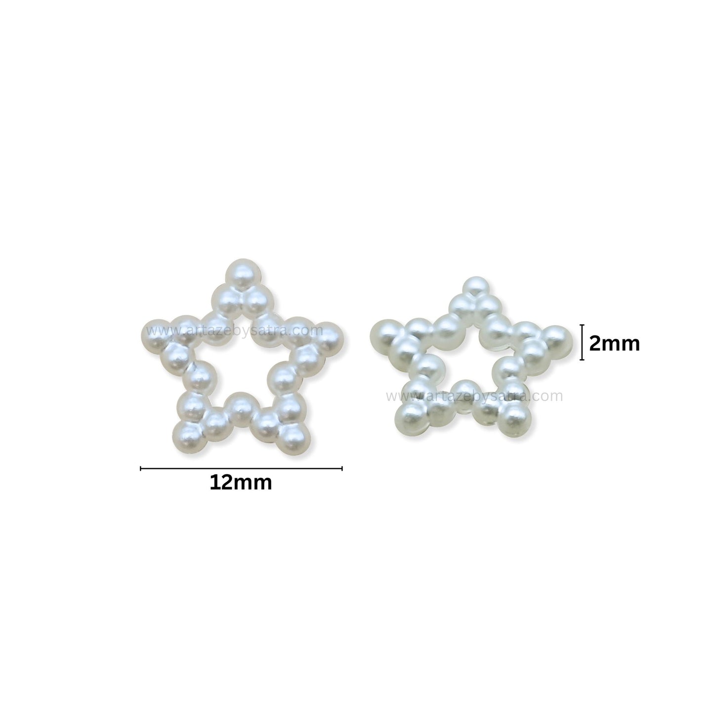 Hollow Star Shape White Pearl Beads | Size : 12mm | PPB96