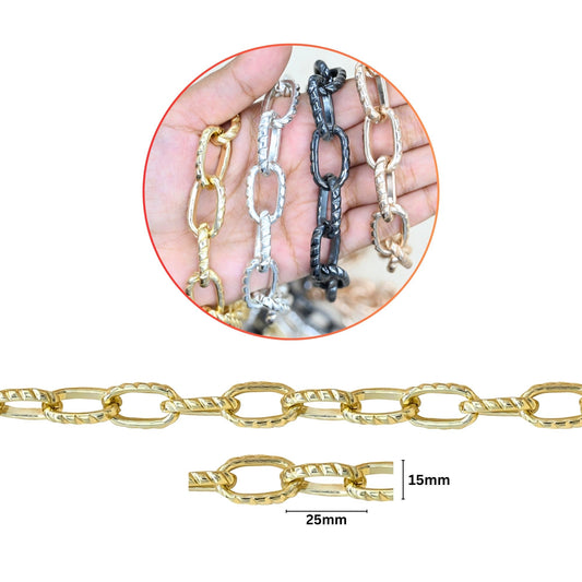 Aluminium Chain | Size : W-15mm H-25mm | Qty : 1mtr | JT-19-35-34