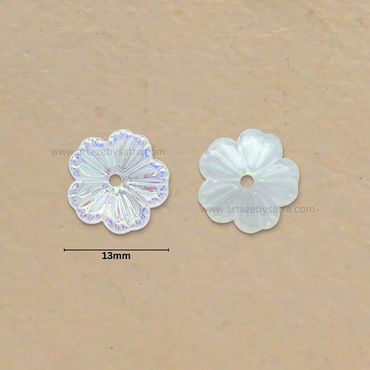 Flower AB Plastic Pearl (1 Hole) | Size : 13mm | Qty : 50pcs | PPB81