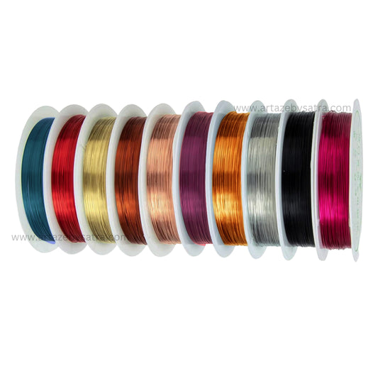 Wire Crafts Multi-Colored Copper Craft Wire | Size : 0.3mm | Qty : 10mtr-10 pcs Roll Set