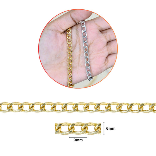 Aluminium Chain | Size : W-6mm H-9mm | Qty : 1mtr | JT-14-43-8