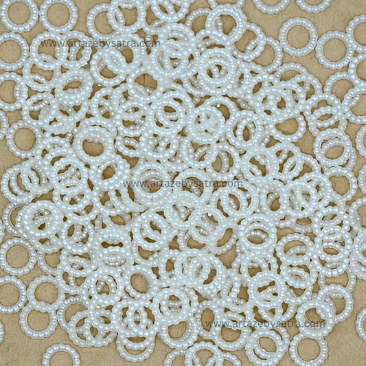 White Pearl Ring Plastic Beads | Size : 10mm | PPB98