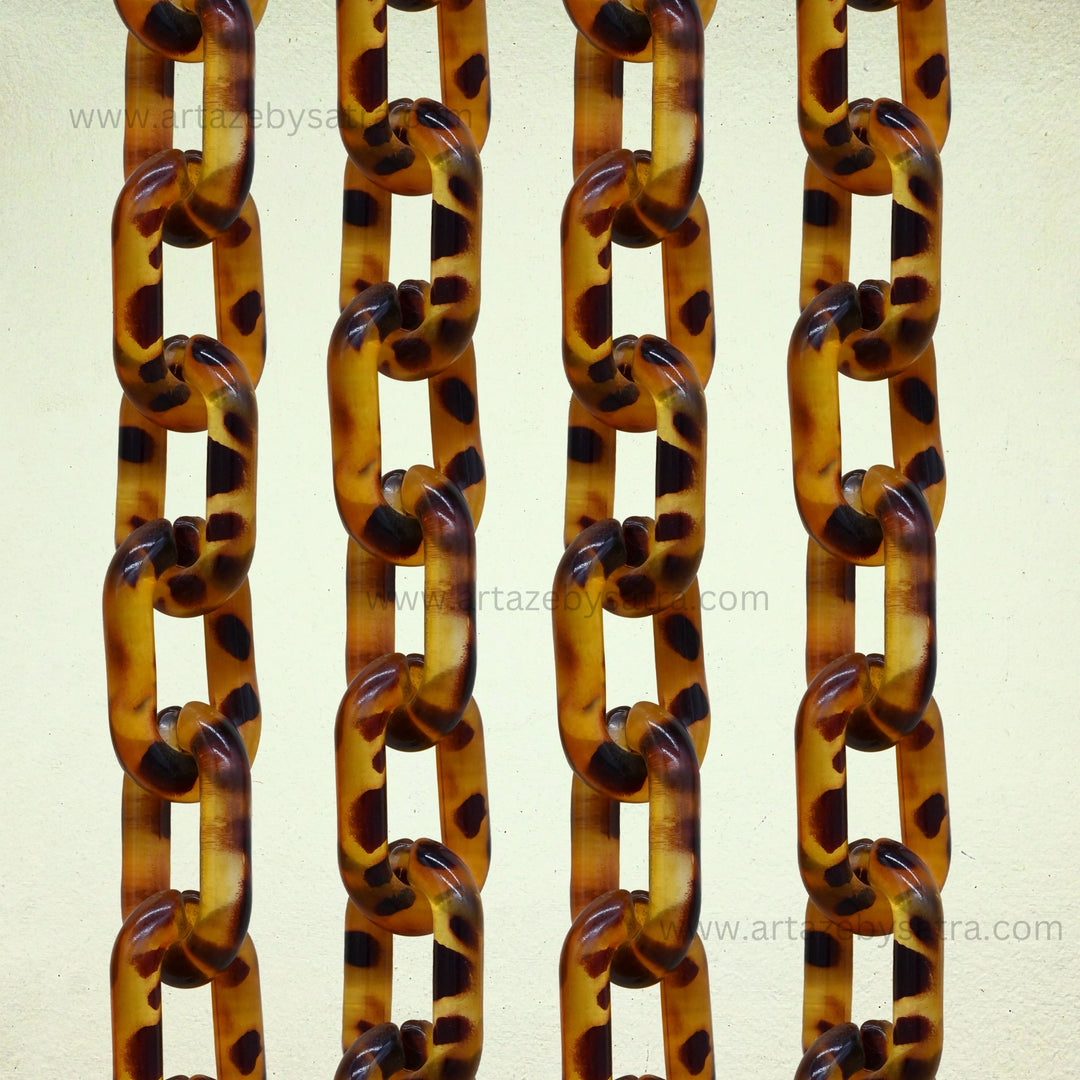 Tortoise Acrylic Printed Mask Chain | Size : H-23mm W-38mm | Qty : 1mtr | AC14