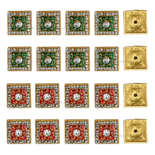 Meenakari Kundan Beads | Size : 18mm | Qty : 6pcs | MKB15