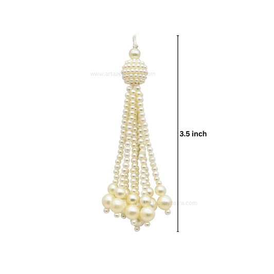 Cream Pearl Beaded Tassels | Size : 3.5inch | Qty : 5pcs | T20