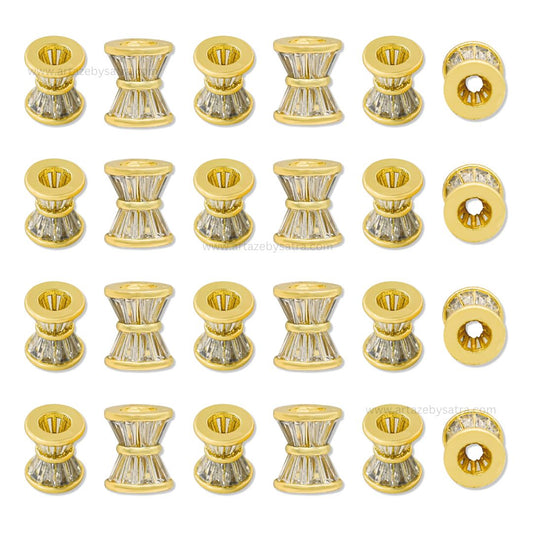 Elegant Gold Spacer Beads with Baguette Crystals | Size : 10mm | Qty : 1pc