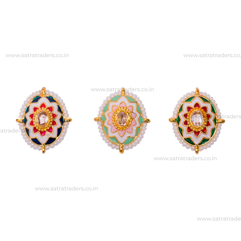 Meenakari Kundan Beads | Size : 18mm | 12pcs | C-866