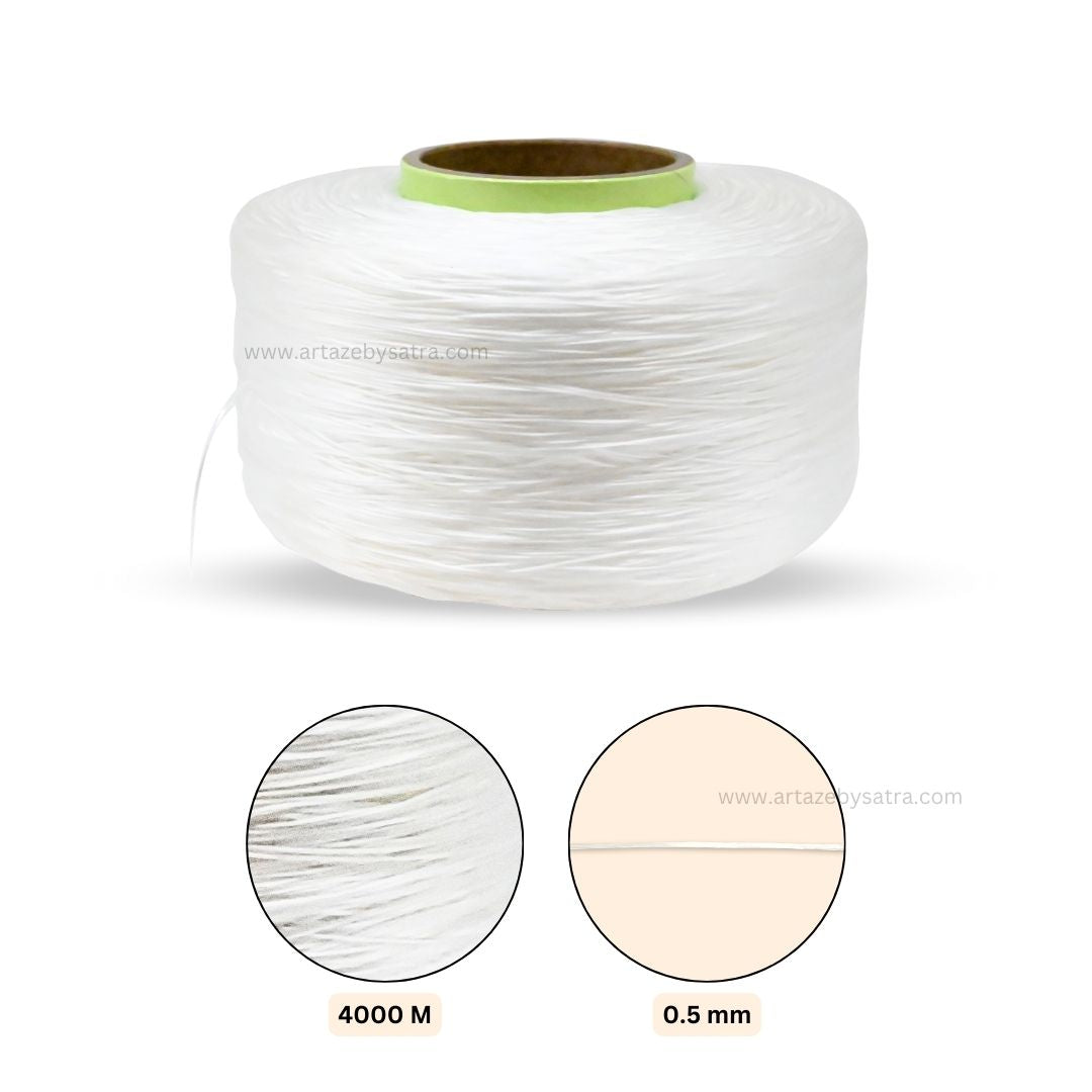 White Jewelry Elastic Thread | Size : 0.5mm | Qty : 4000mtr Roll | WT20