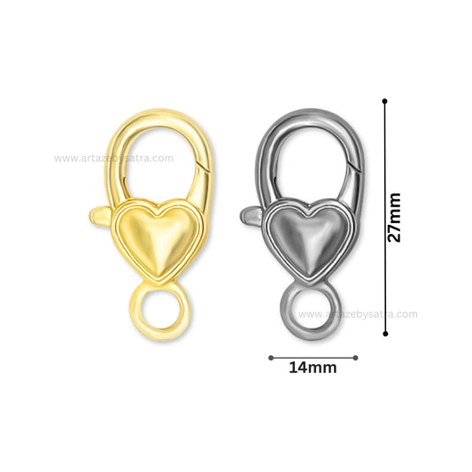 Smooth Heart Lobster Clasp | Size : 27mm | Qty : 10pcs | BF38